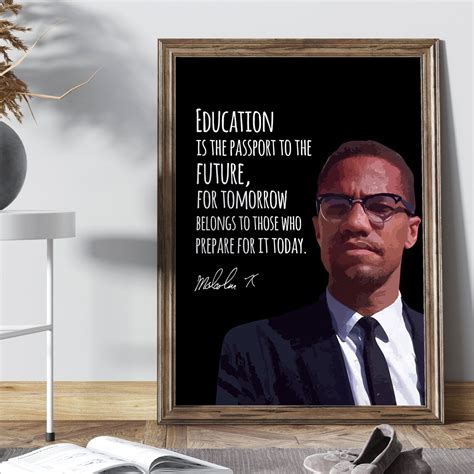 Malcolm X Cita Educación es el Pasaporte al Futuro Etsy