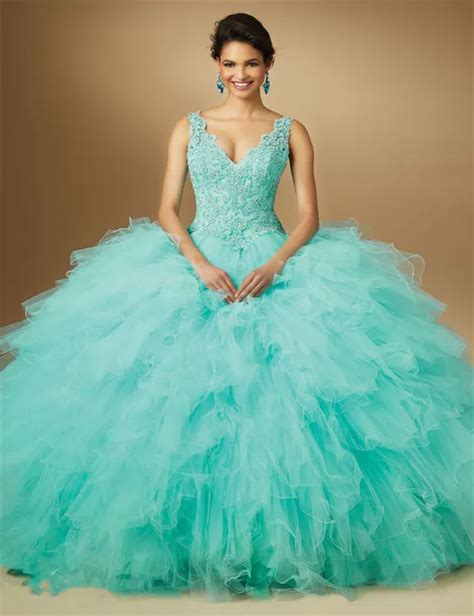 Sexy Lace Beads V Neck Big Girls Quinceanera Dresses Sweet 16 Dress