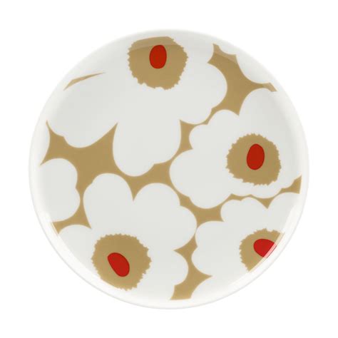 Marimekko Unikko Lautanen Cm White Beige Red