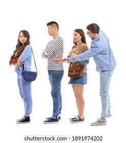 People Waiting Line On White Background Stock Photo 1891974202 | Shutterstock