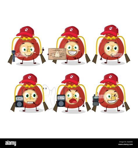 Ghost Hunter Cartoon Red Bag Chinese Character Using Camera Vector