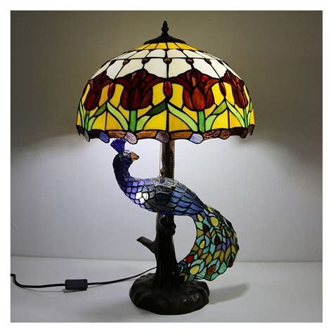 Canada 16 Inch Tulip Stained Glass Lamphade Desk Lamp Tiffany Style Table Lamp With Glass