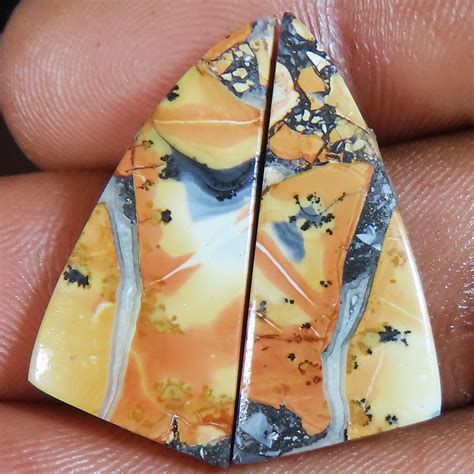 21 45 Cts 100 Natural MALIGANO JASPER Pair Cabochon 12x27x3 Mm Loose