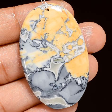 Natural Maligano Jasper Oval Cabochon Drilled Gemstone 58 Ct 44X27X4