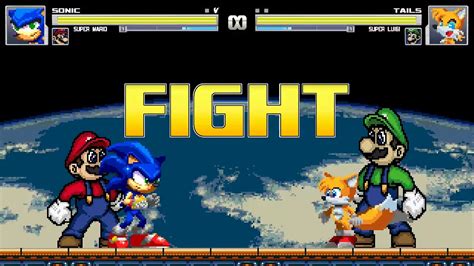 Mugen Battle Sonic And Super Mario And Tails And Super Luigi Youtube