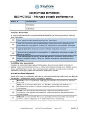 Bsbmgt Task Part Docx Assessment Templates Bsbmgt