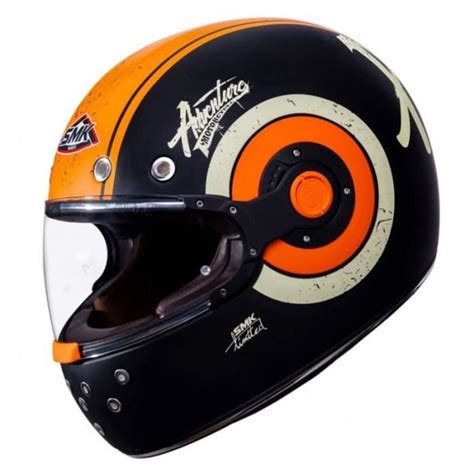 Smk Casque Int Gral Retro Adventure Noir Orange Cdiscount Auto