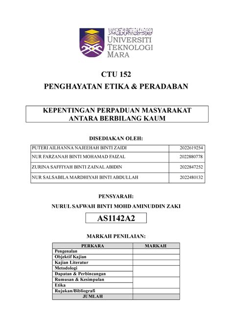 Kertas Kerja Ctu Ctu Penghayatan Etika Peradaban