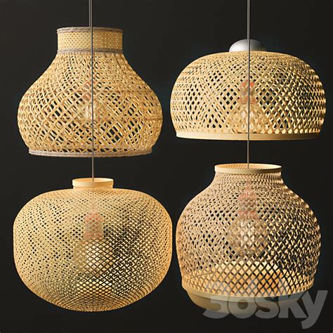 Rattan Lighting Set 8 Pendant Light 3d Models