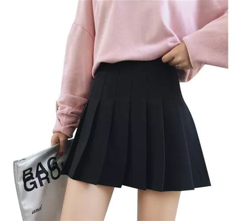 Saia Colegial Pregueada Listrada Preta Lolita Cosplay