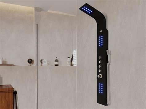 Colonne Douche Hydromassante Leds Noire Micro Jets Felicita