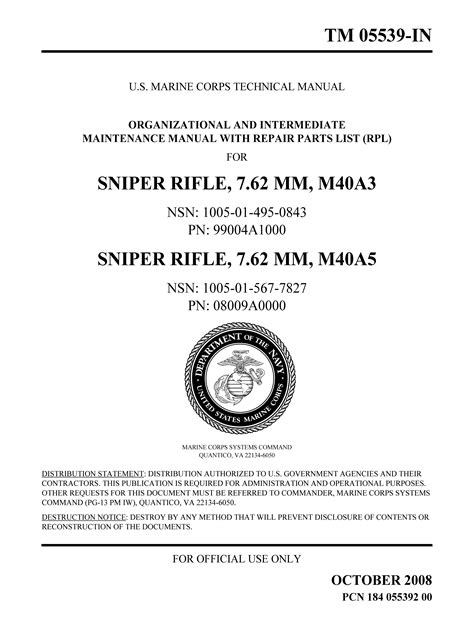 (U//FOUO) U.S. Marine Corps M40 Sniper Rifle Maintenance Manual ...