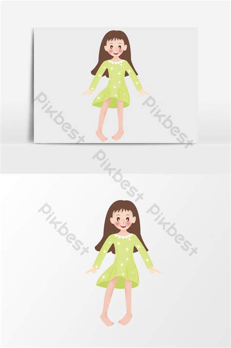 Cartoon Sitting Girl Illustration Element Illustration | PSD Free Download - Pikbest