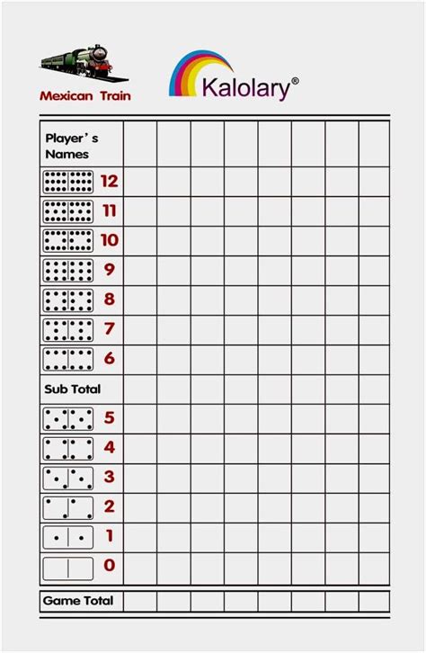 Kalolary Mexican Train Dominó Scorepad Domino Score Pads con azulejos