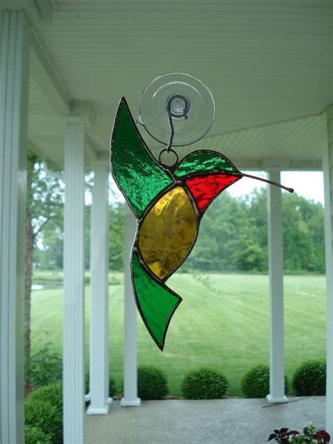 Stained Glass Hummingbird Suncatcher Etsy Stained Glass Ornaments