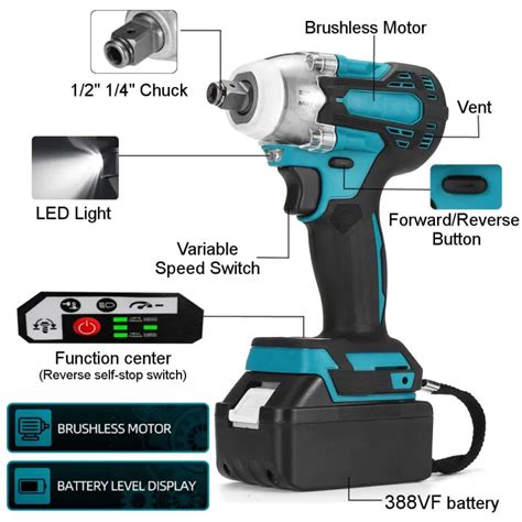 388vf 800N M Brushless Cordless Electric Impact Wrench WLi Battery