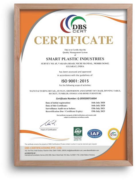 Certificates Smart Plastic Industries