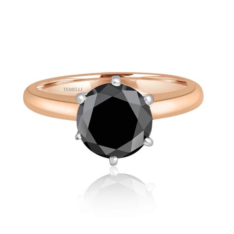 2ct Black Diamond Solitaire Ring - Temelli Jewellery