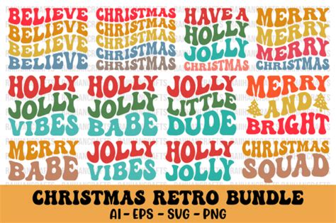 Christmas Retro Wavy Design Bundle Svg Graphic By Raiihancrafts