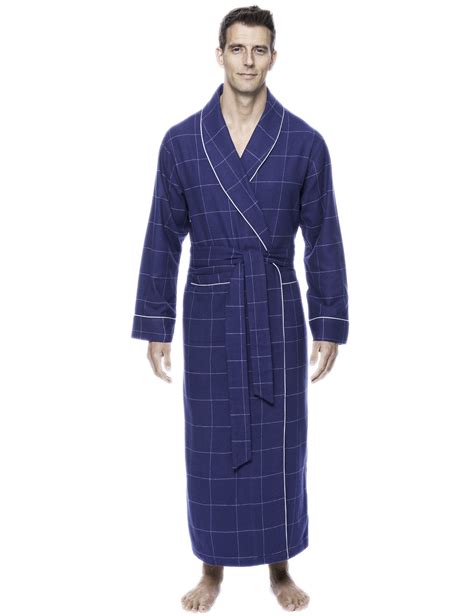 Noble Mount Mens Premium 100 Cotton Flannel Long Robe