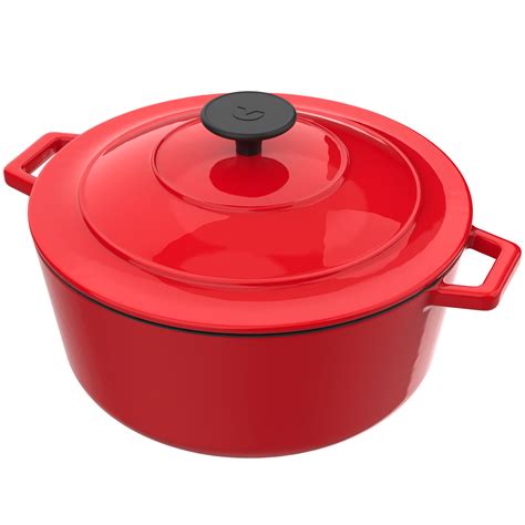 Enameled Cast Iron Dutch Oven Pot With Lid 6 Quart For Low Slow Cooking Red Ebay