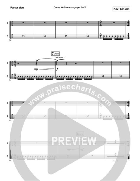 Come Ye Sinners Choral Anthem SATB Percussion Sheet Music PDF Travis