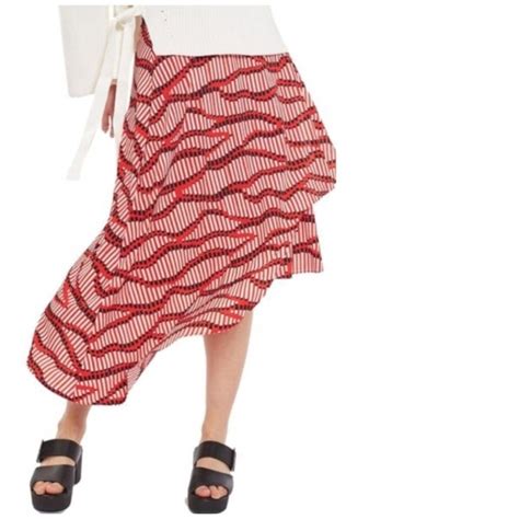 Topshop Skirts Topshop Red Black Print Matchstick Hilo Skirt Poshmark