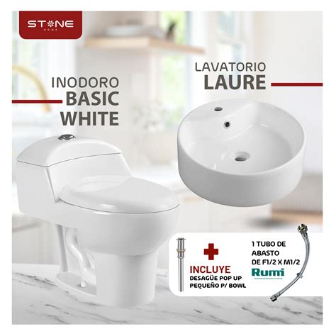 Ripley COMBO DE INODORO ONE PIECE BASIC BLANCO BOWL LAURE BLANCO STONE