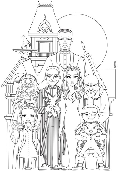 Coloriages Morticia Et Mercredi Coloriages La Famille Addams Des The