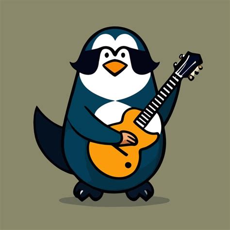 Lindo diseño de mascota para un pingüino sosteniendo un diseño de