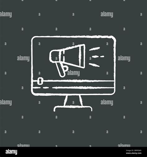 Tv Commercial Chalk White Icon On Black Background Stock Vector Image