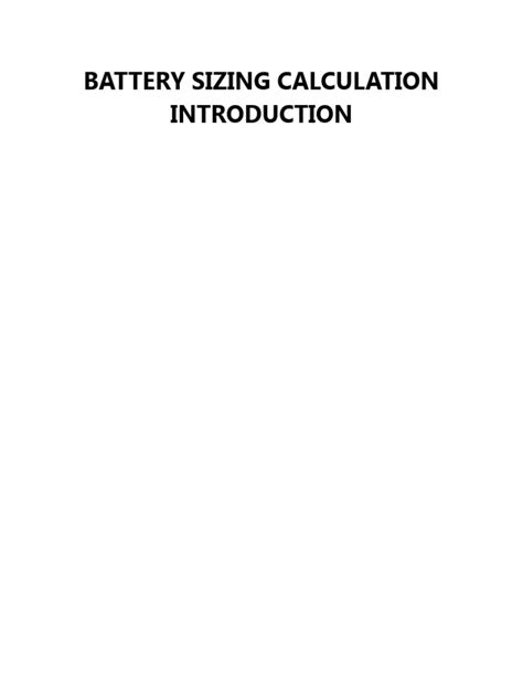 Battery Sizing Calculation Introduction | PDF | Electric Power | Electrical Substation