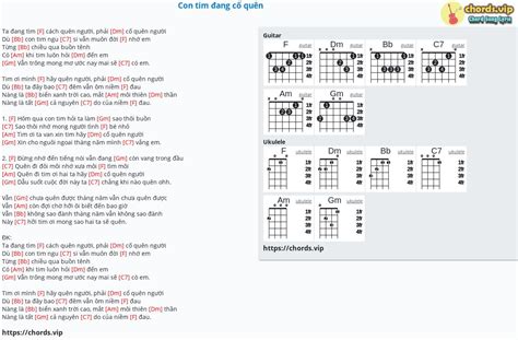 Chord Con Tim đang Cố Quên Tab Song Lyric Sheet Guitar Ukulele Chords Vip