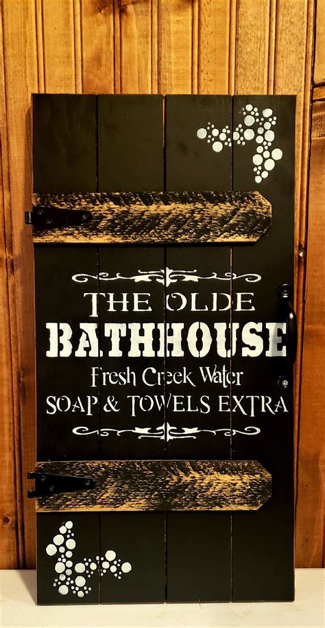 Primitive The Olde Bathhouse Door Sign Primitive Bath Sign Etsy