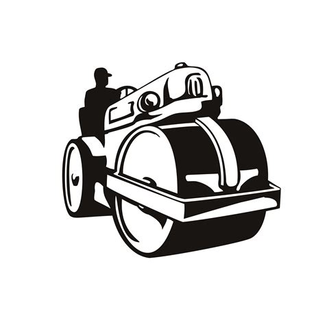 Vintage Road Roller Roller Compactor Or Steamroller Vector Art