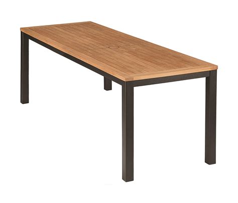 Aura Narrow Table Rectangular Teak Top And Graphite Frame