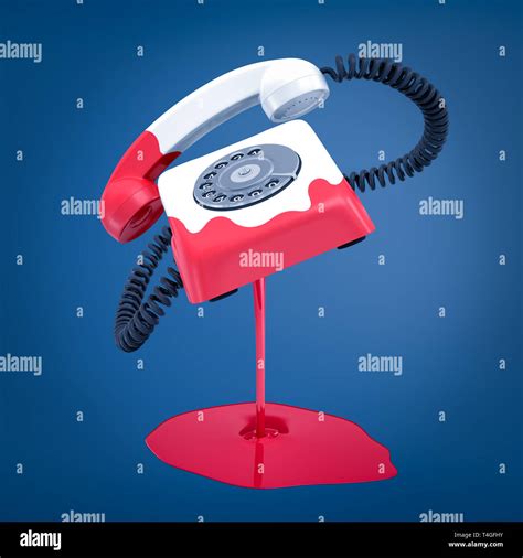 3d Rendering Of A White Landline Telephone That Has Been Dipped In Red