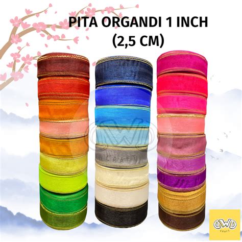 Jual Pita Organdi List Emas 1 Inch 2 5 Cm Pita Organza Shopee