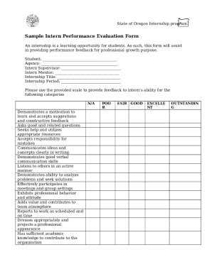 Sample Internship Evaluation In Pdfms Word Doc Template Pdffiller