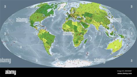 Mapa político detallado del mundo Aitoff proyección Imagen Vector de