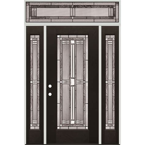 Full Lite Finished Fiberglass Prehung Door Unit Sidelites With Transom 297 Door Clearance Center