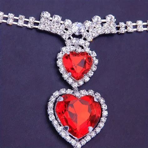 Luxury Red Heart Faux Crystal Waist Chain Full Shiny Temu