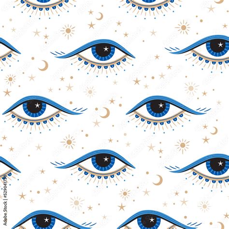 Vetor De Evil Eye Vector Seamless Pattern Magic Witchcraft Occult