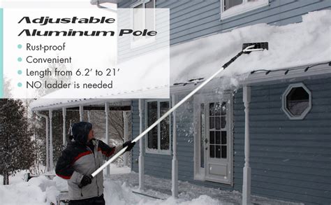 Amazon Goplus Snow Roof Rake 21 FT Extendable Aluminum Snow Rake