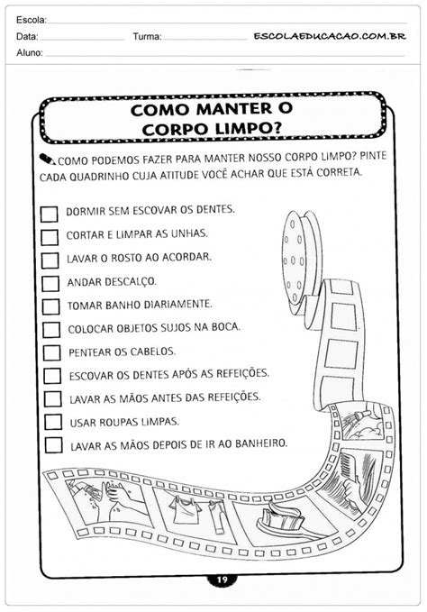 Atividades Sobre Higiene E H Bitos In Ditas Para Imprimir