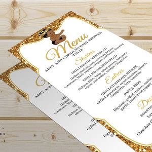 Prince Baby Shower Menu, Little Prince, Menu, Black and Gold Glitter Menu, Printable Menu ...