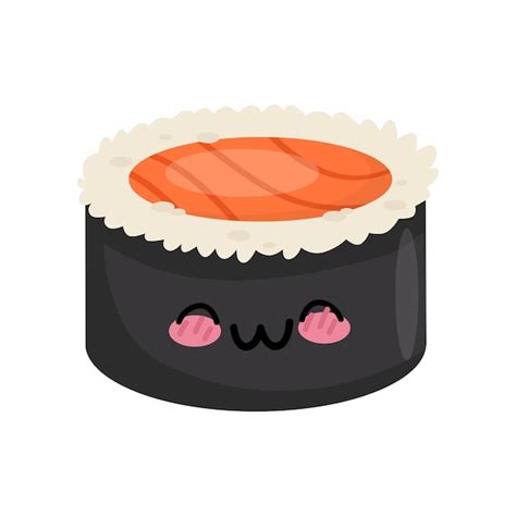 Rollo de sushi lindo kawaii comida caricatura carácter vector