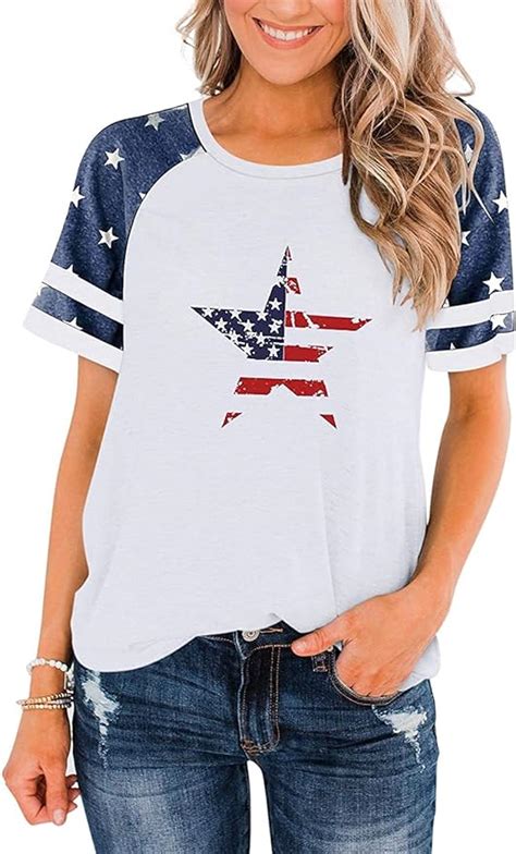 Gnomes 4th Of July T Shirt Women American Flag Heart Graphic Tees Short