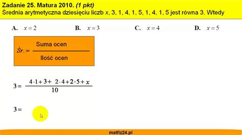 Matura z Matematyki 2010 zad 25 Średnia arytmetyczna Matfiz24 pl