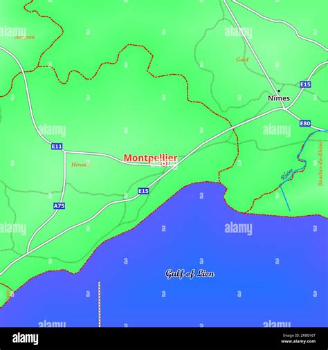 Map of Montpellier City in France Stock Photo - Alamy